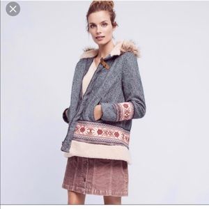 Anthropologie Elevenses Embroidered Northerne coat